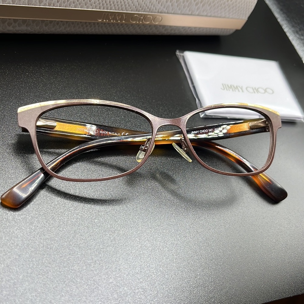 Jimmy Choo Eyeglass Frames Tortoise-Shell With Go… - image 2